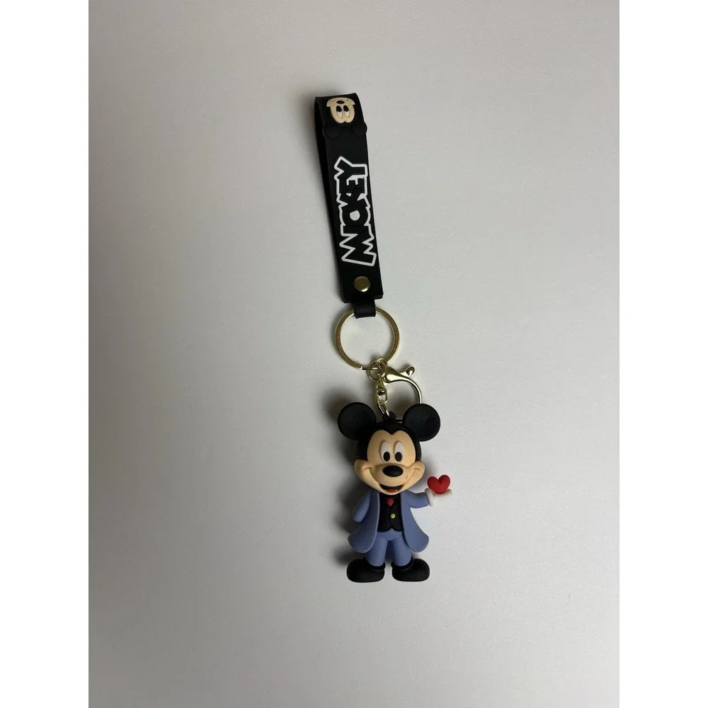 Disney Mickey & Minnie Mouse Keychain Set Strap PVC Charm Key Ring Lot    A6